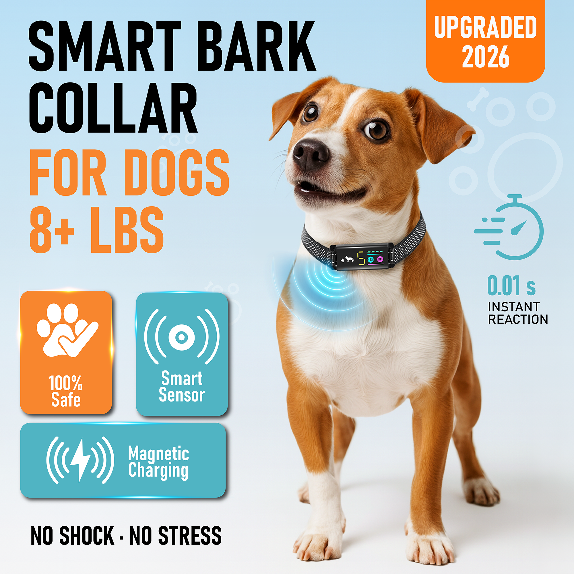 No Shock Bark Collar for Small Dogs 8-40 lbs
