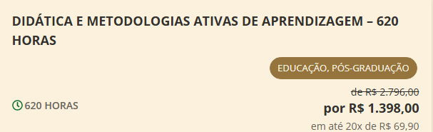 Didática e Metodologias Ativas de Aprendizagem - 620 Horas