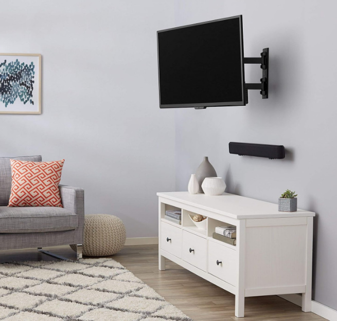 Full Motion Articulating TV Wall Mount, with Swivel and Tilt, for 26" to 55" TVs and Flat Panels up to 80 Lbs, VESA Compatible, Black