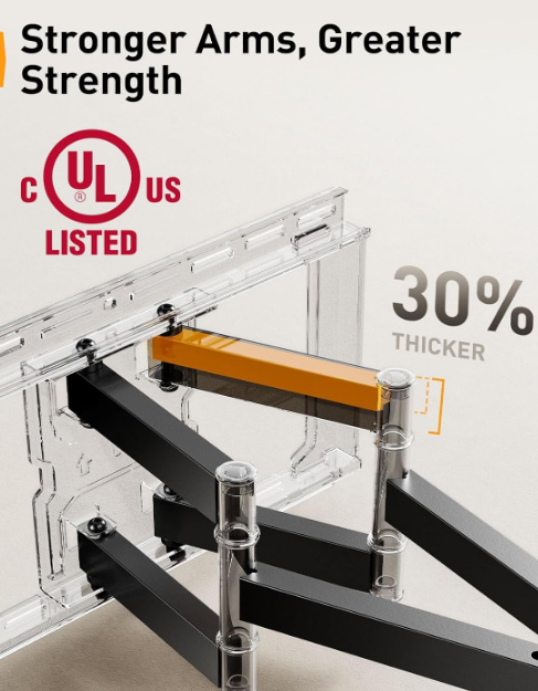 UL Listed Full Motion TV Wall Mount for 42-85 inch TVs up to 132 lbs, TV Mount with Dual Articulating Arms, Tool-Free Tilt, Swivel, Extension, Leveling, Max VESA 600x400mm, 16" Studs, PGLF8