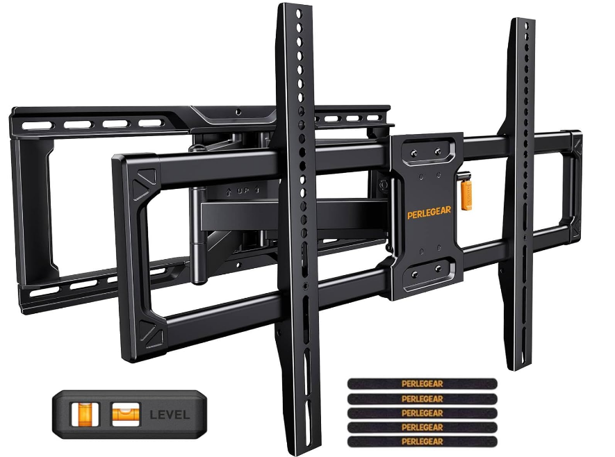 UL-Listed Full Motion TV Wall Mount for 42–90 Inch TVs up to 150 lbs, Pre-Assembled TV Mount with Tool-Free Tilt, Swivel, Extension, Max VESA 600 x 400mm, 12″/16″/18″/24″ Wood Studs, PGLF16