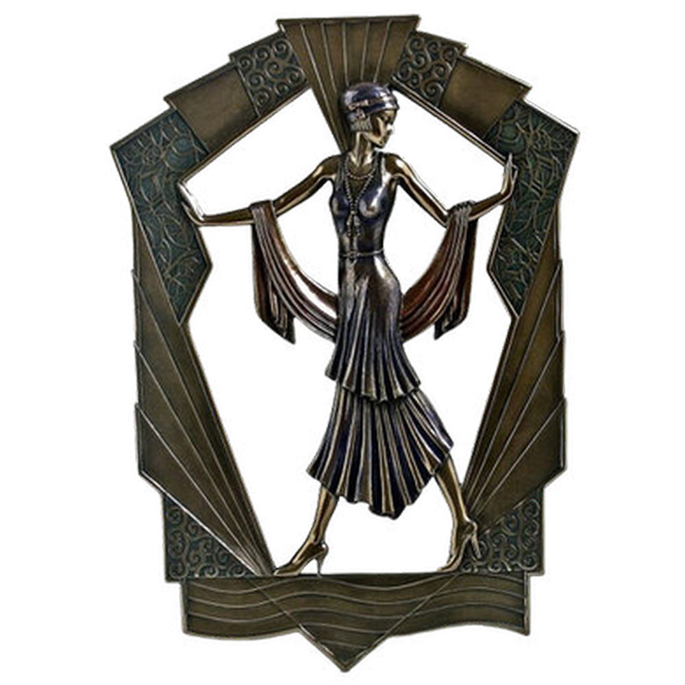 ESPEJO ART DECO DAMA VICTORIANA, BAÑO BRONCE, 26x37 CM.