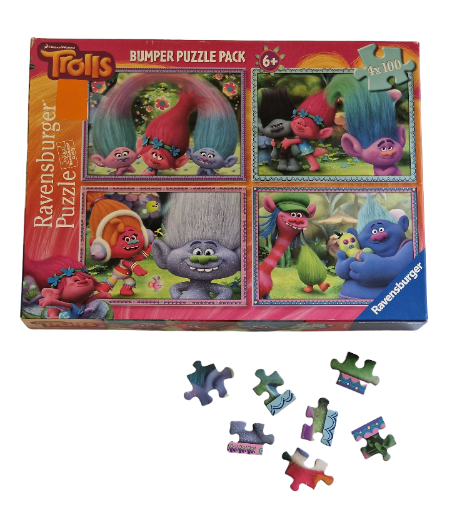 „Ravensburger Dreamworks Trolls“ dėlionė 4x100 vienetų