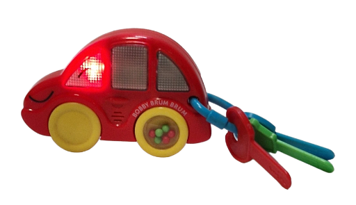 Vaikiškas žaislinis automobilis barškutis su rakteliais