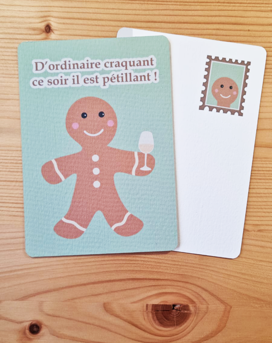 Carte de Noël " Bonhomme pain d'épice"