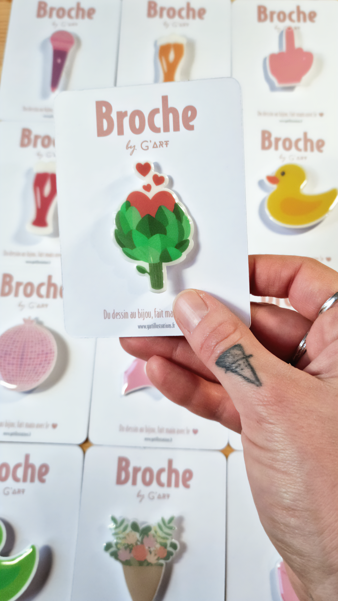 Broche coeur d'artichaut