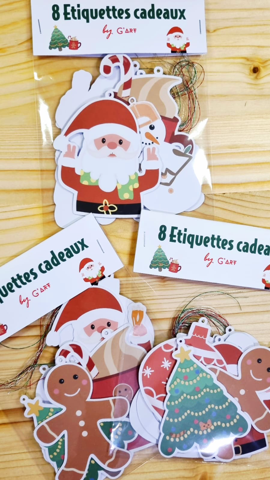 Lot de 8 étiquettes pour cadeaux de Noël