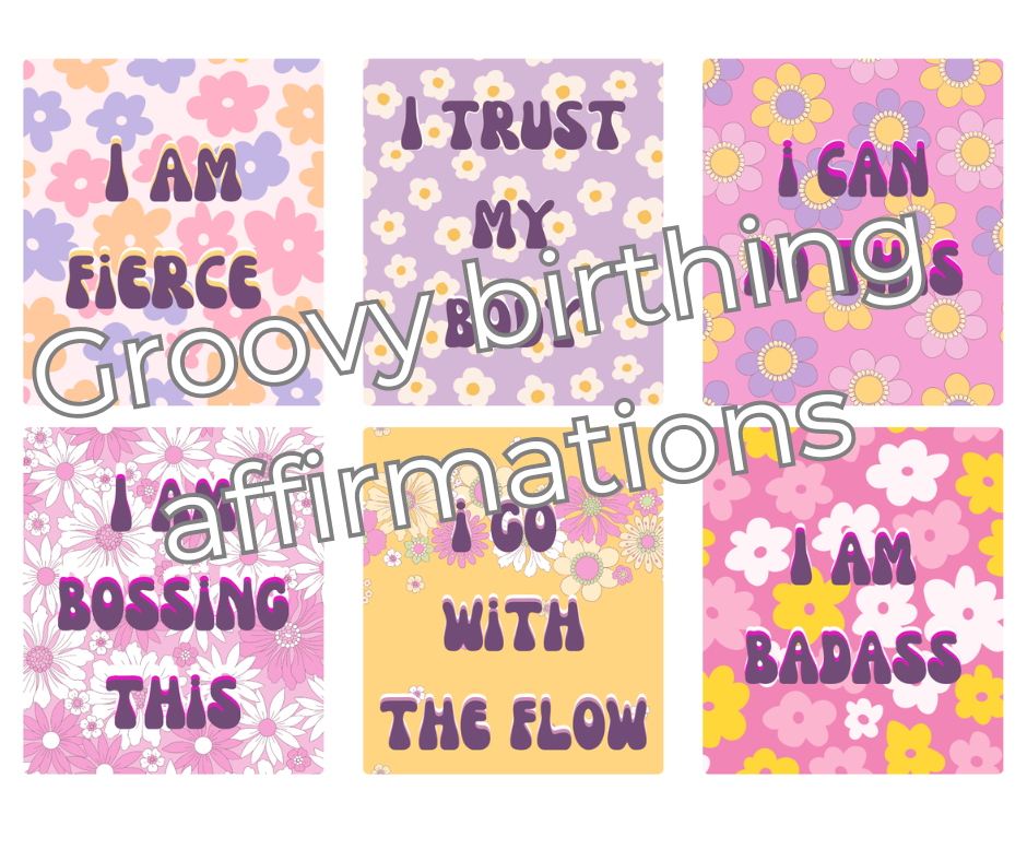 Groovy Birthing Affirmation Cards