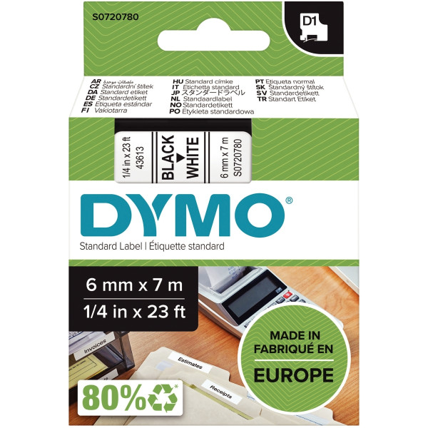 Dymo D1 40913 Tape 9mm x 7m Black on White