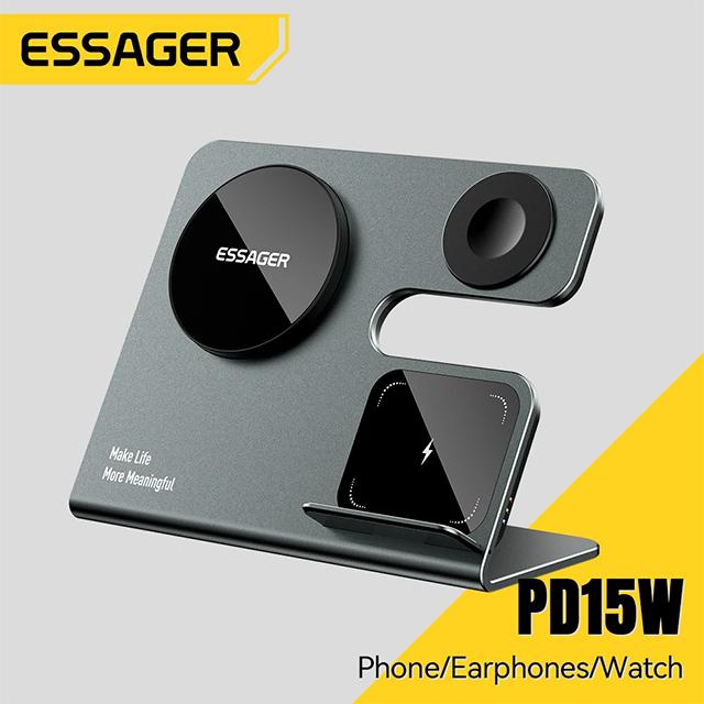 Essager 3 in 1 Magnetic Wireless Desktop Charger PD15W Fast Charging Station