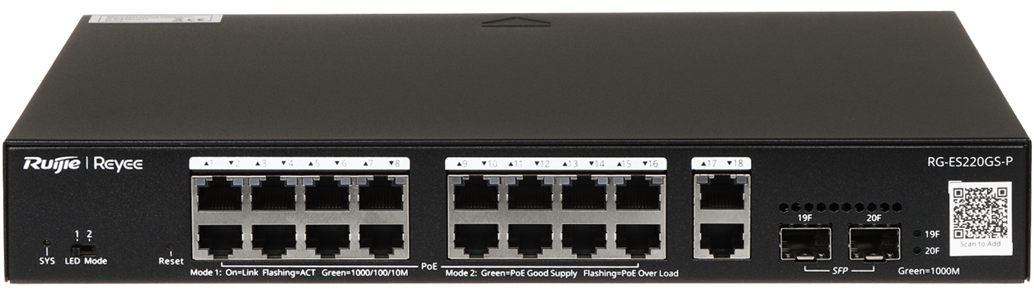  Switch Administrable Reyee 20 ports - 16 PoE+ / 2SFP 250W