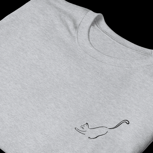 Embroidered Cat Line Art T-Shirt