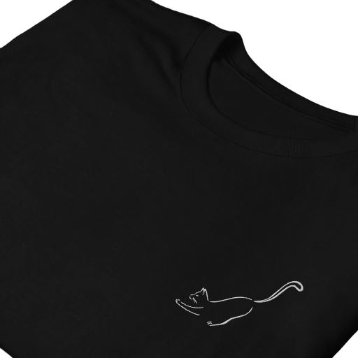 Embroidered Cat Line Art T-Shirt