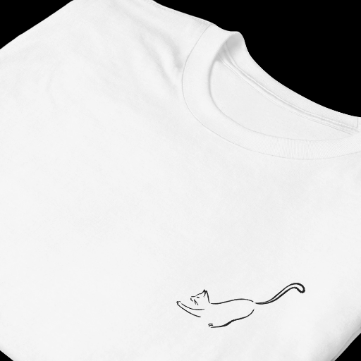 Embroidered Cat Line Art T-Shirt
