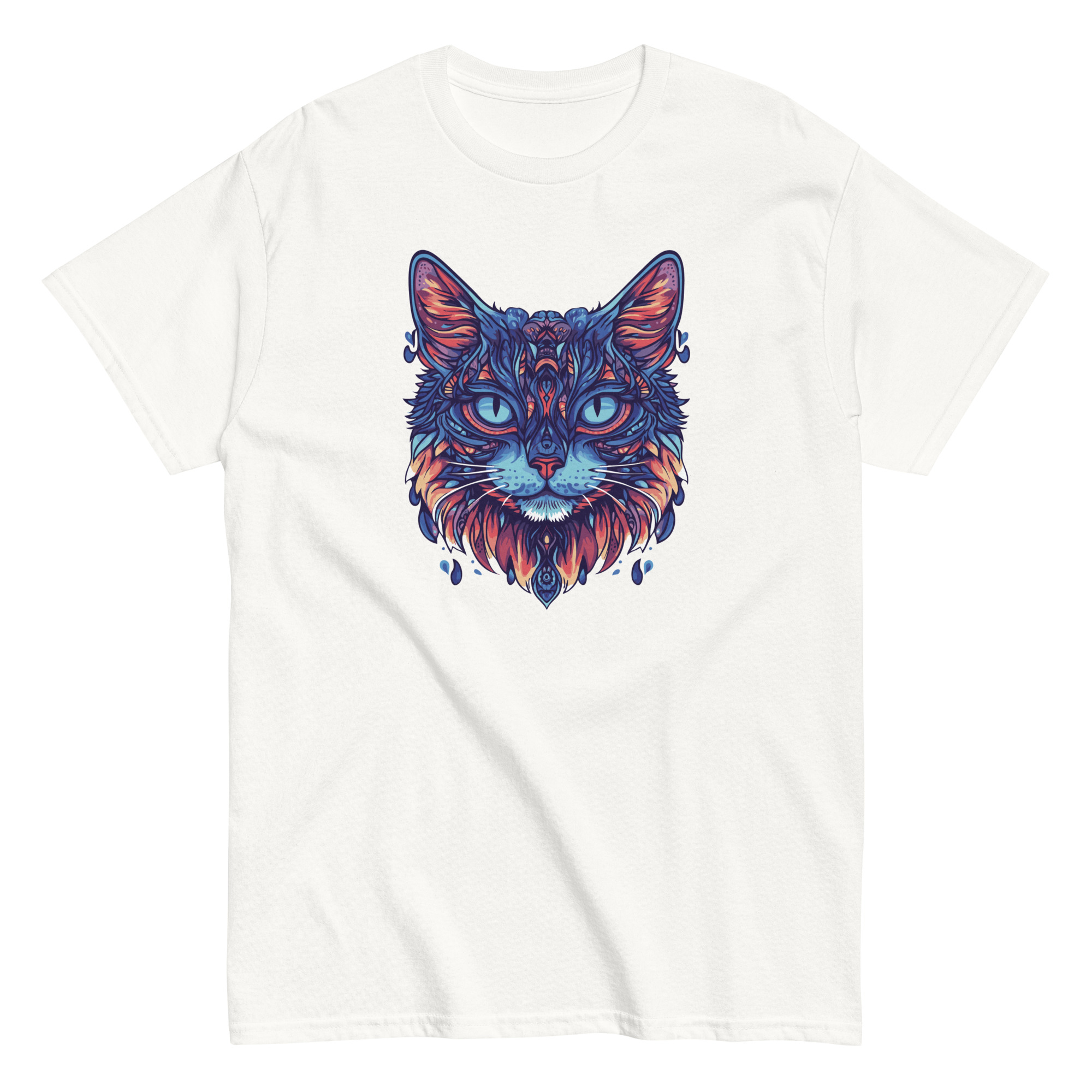Vibrant Symmetric Cat Art Print T-Shirt