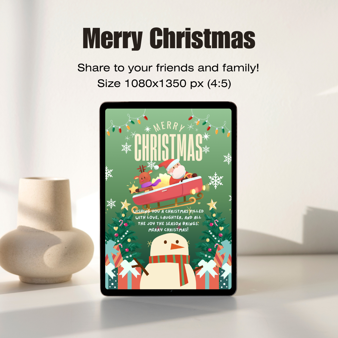 Merry Christmas Video E-Card, Animated Merry Christmas Greeting Video Card With Audio, Santa Claus and Snowman Video Card (2 MP4 files)