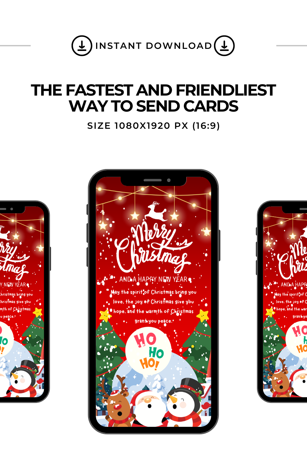 Merry Christmas And Happy New Year Video E-Card, Animated Merry Christmas Greeting Video Card With Audio, Santa Claus, Reindeer, Snowman Card (2 MP4 files)