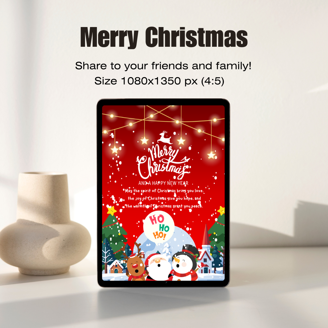 Merry Christmas And Happy New Year Video E-Card, Animated Merry Christmas Greeting Video Card With Audio, Santa Claus, Reindeer, Snowman Card (2 MP4 files)
