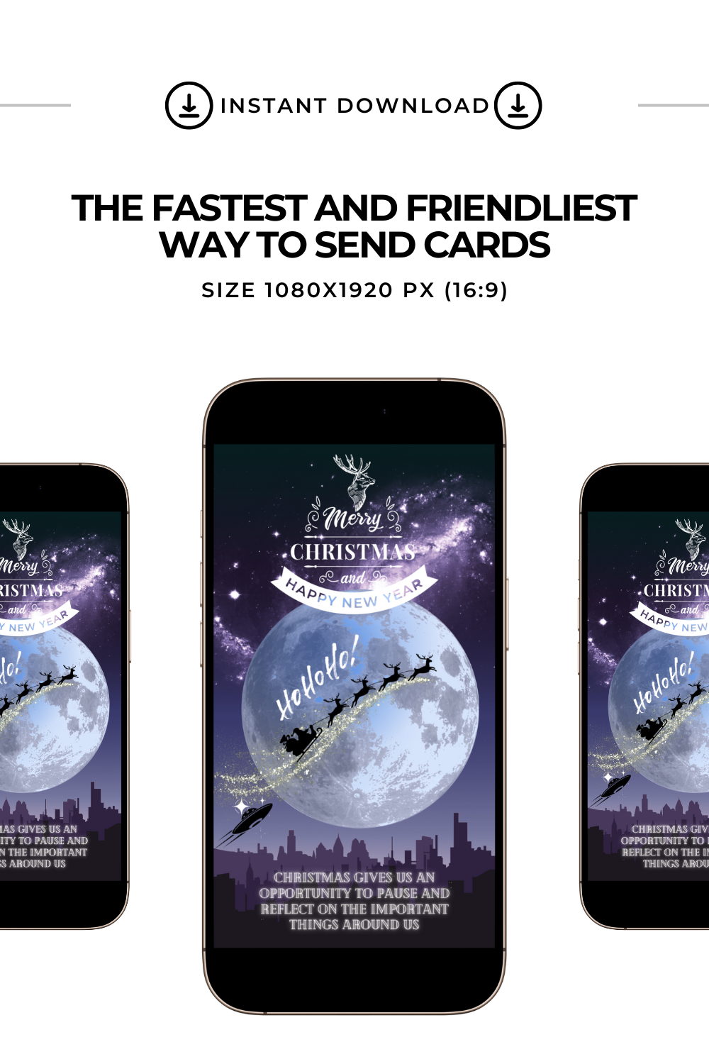 Merry Christmas And Happy New Year Video E-Card, Animated Merry Christmas Greeting Video Card With Audio, Santa Claus And UFO Greeting Card (2 MP4 files)