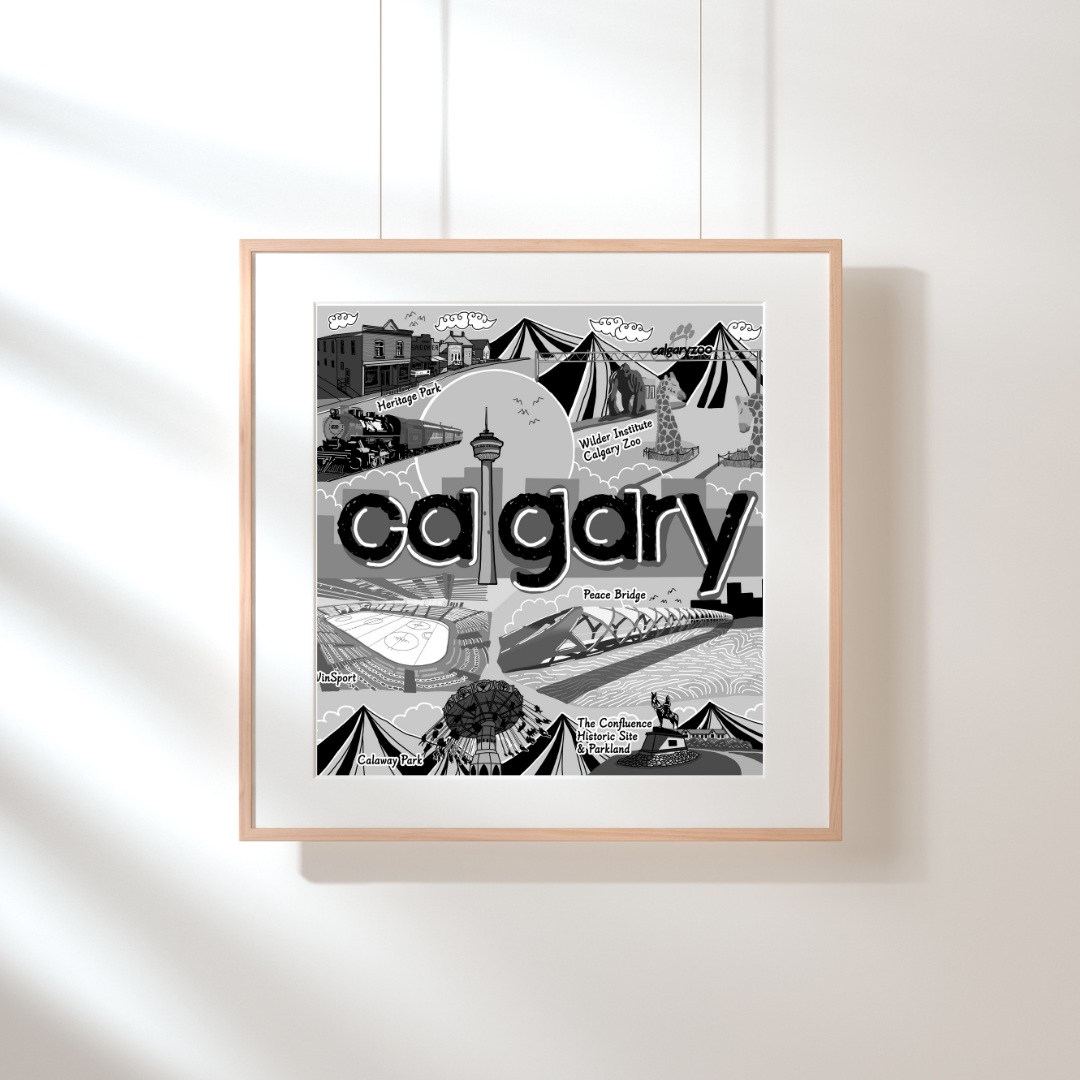 Alberta Calgary City Printable Wall Art Travel Poster, Canada Calgary City Poster, Calgary Artwork, Digital Printable Art