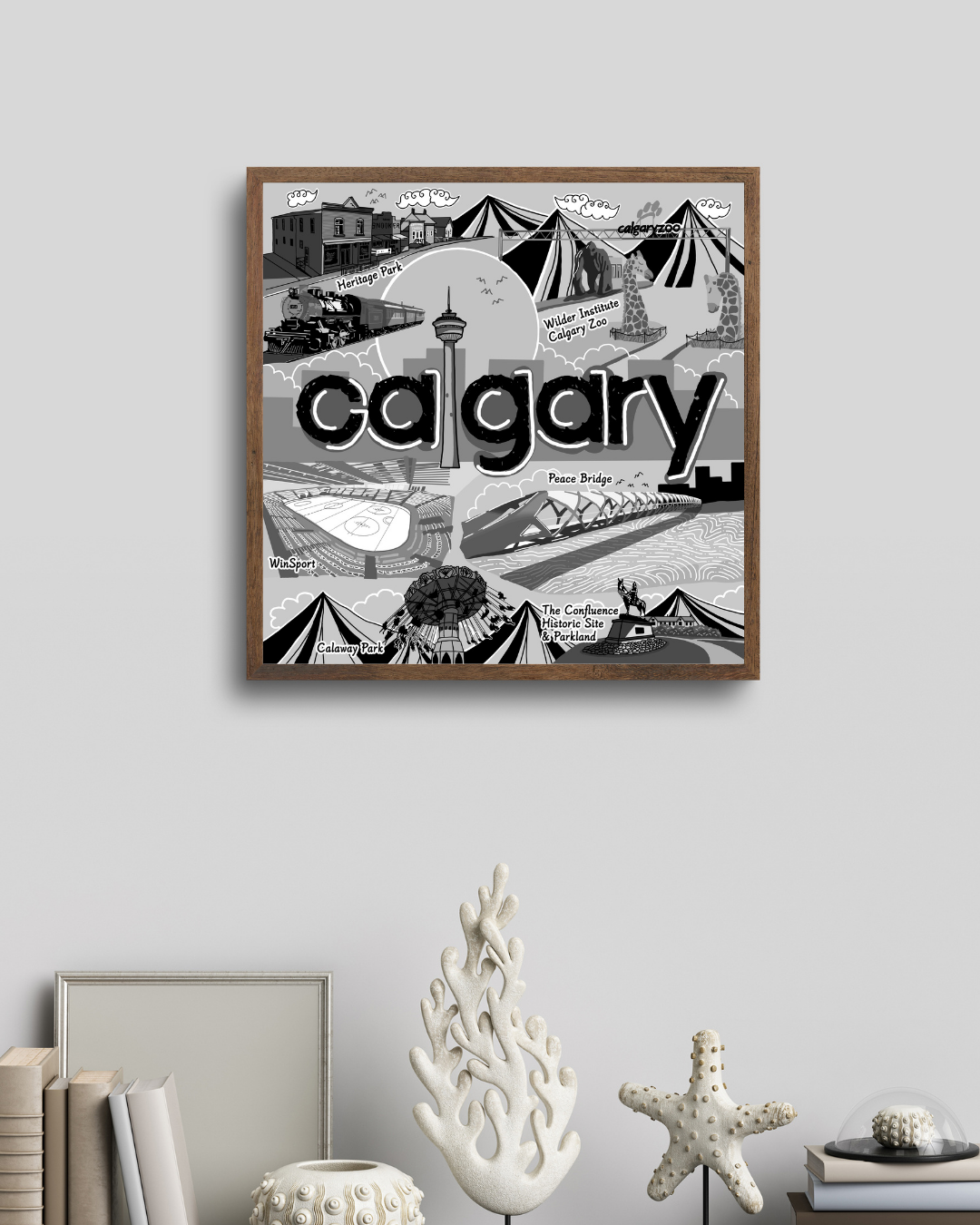 Alberta Calgary City Printable Wall Art Travel Poster, Canada Calgary City Poster, Calgary Artwork, Digital Printable Art