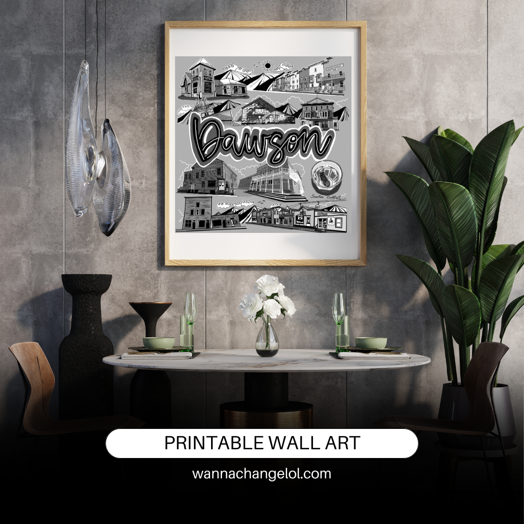 Yukon Dawson City Printable Wall Art Travel Poster, Canada Dawson City Poster, Dawson Artwork, Digital Printable Art