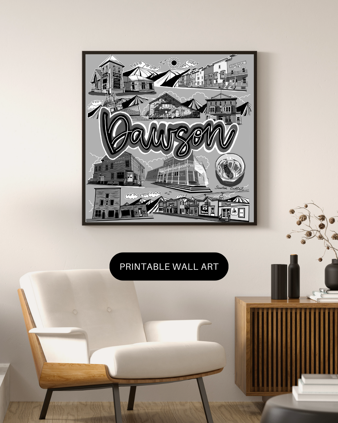 Yukon Dawson City Printable Wall Art Travel Poster, Canada Dawson City Poster, Dawson Artwork, Digital Printable Art