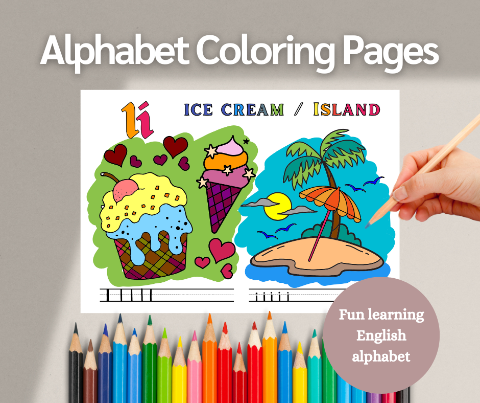 Fun Alphabet Coloring Pages, Preschool Coloring Pages And Activity, Printable Worksheet (1 PDF file)