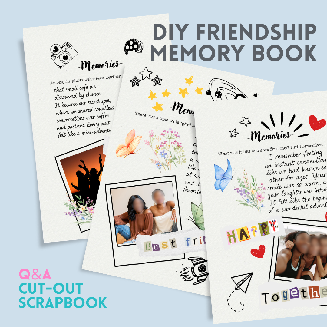 DIY Friendship Memory Book + Aesthetic Collage Pages (Instant Download Printable Journal)