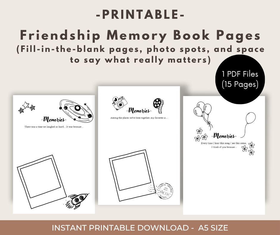 DIY Friendship Memory Book + Aesthetic Collage Pages (Instant Download Printable Journal)