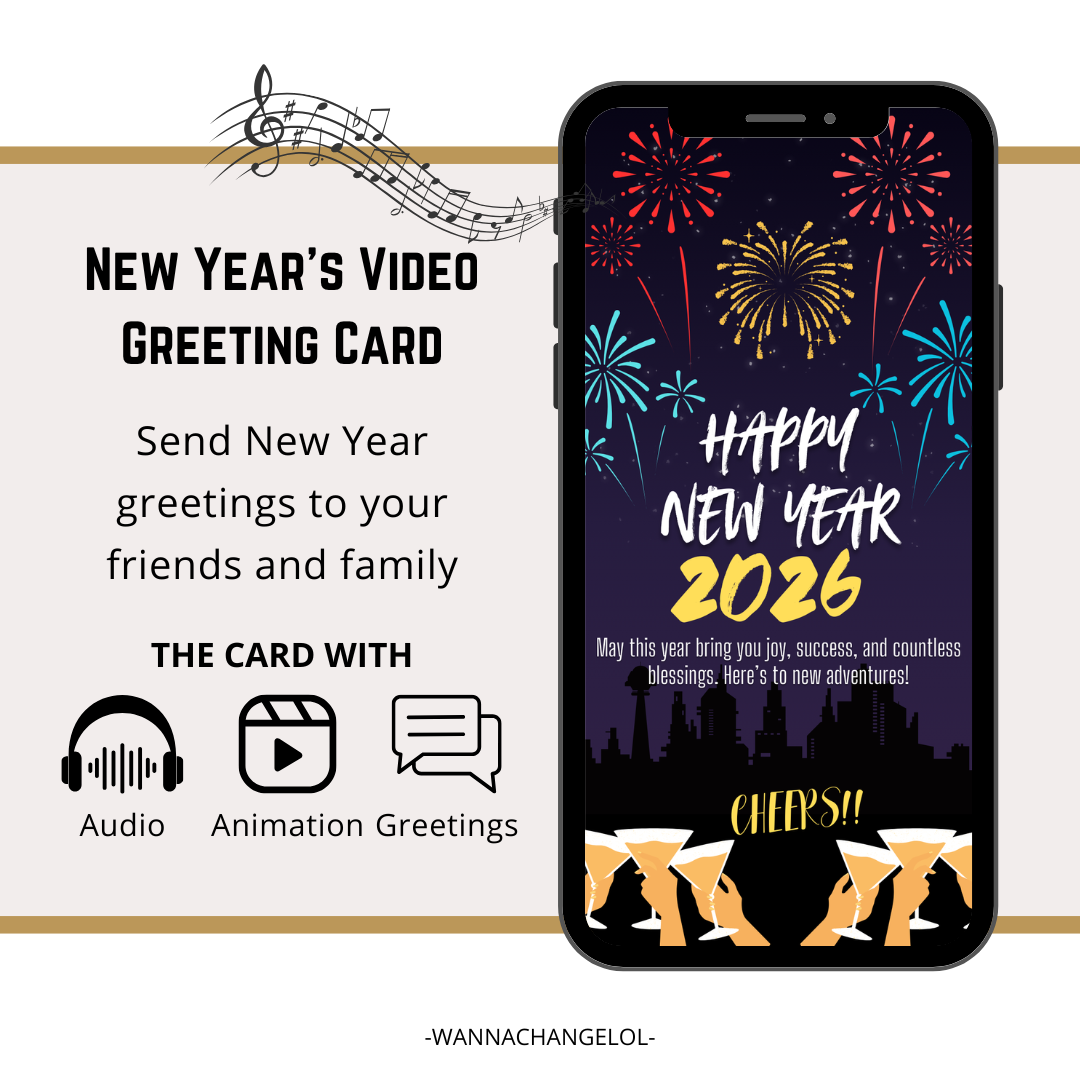 2026 Happy New Year Video E-Card, Animated New Year's Greeting Video Card With Audio, 2026 New Year's Video With Fireworks (1 MP4 files)