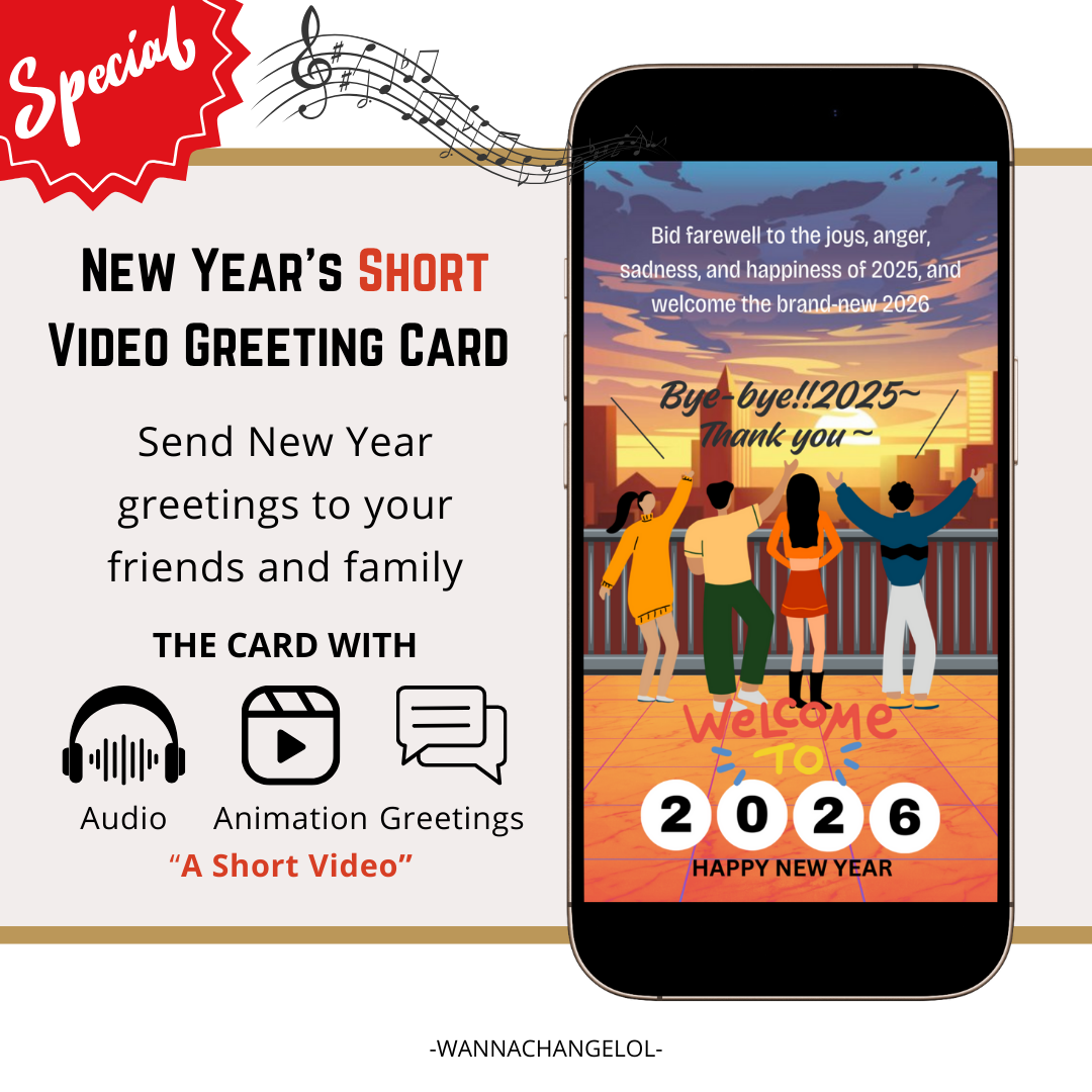 Welcome To 2026, Bye-Bye And Thank You 2025 Video E-Card, Animated Happy New Year's Greeting Video Card With Audio (1 MP4 file)