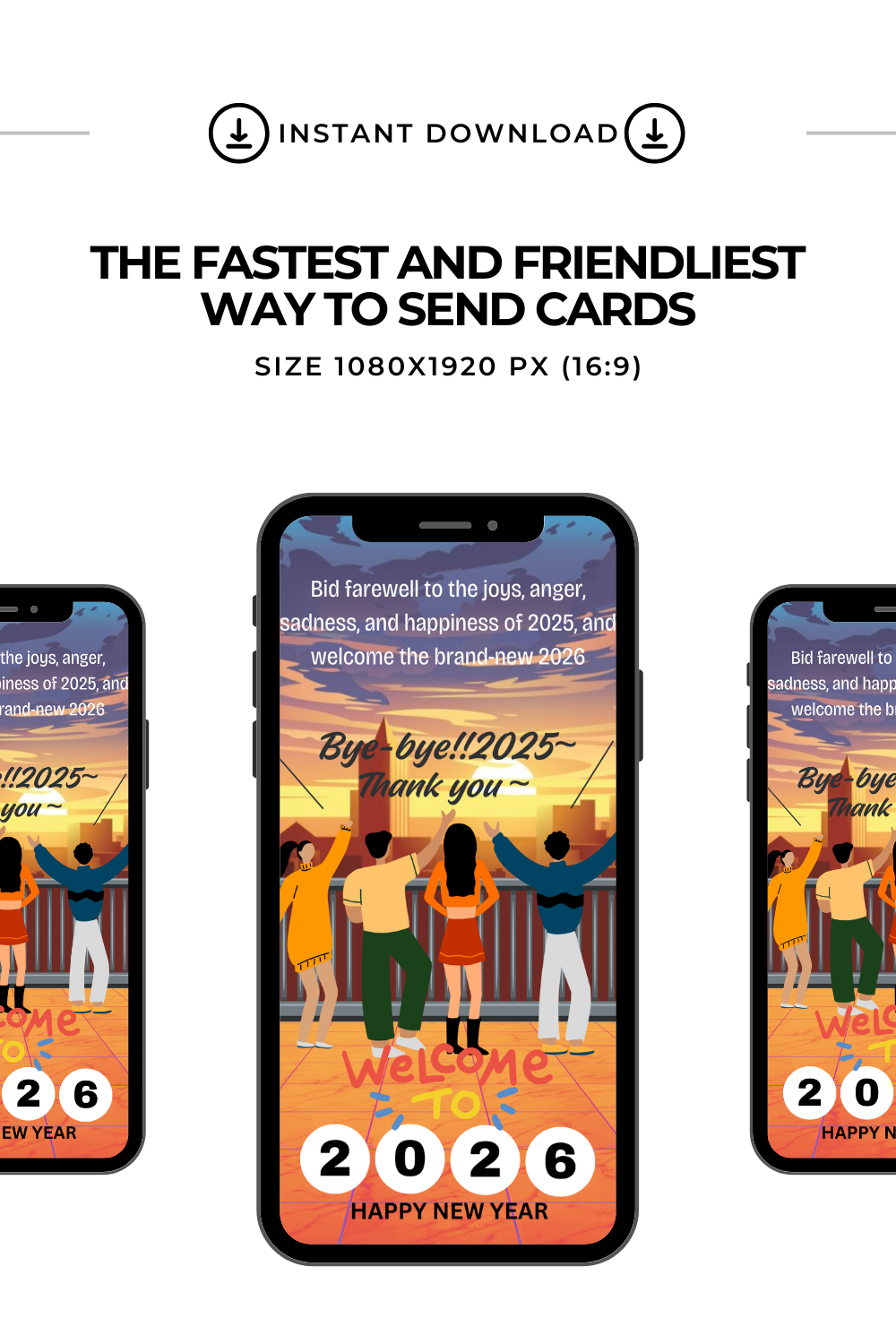 Welcome To 2026, Bye-Bye And Thank You 2025 Video E-Card, Animated Happy New Year's Greeting Video Card With Audio (1 MP4 file)