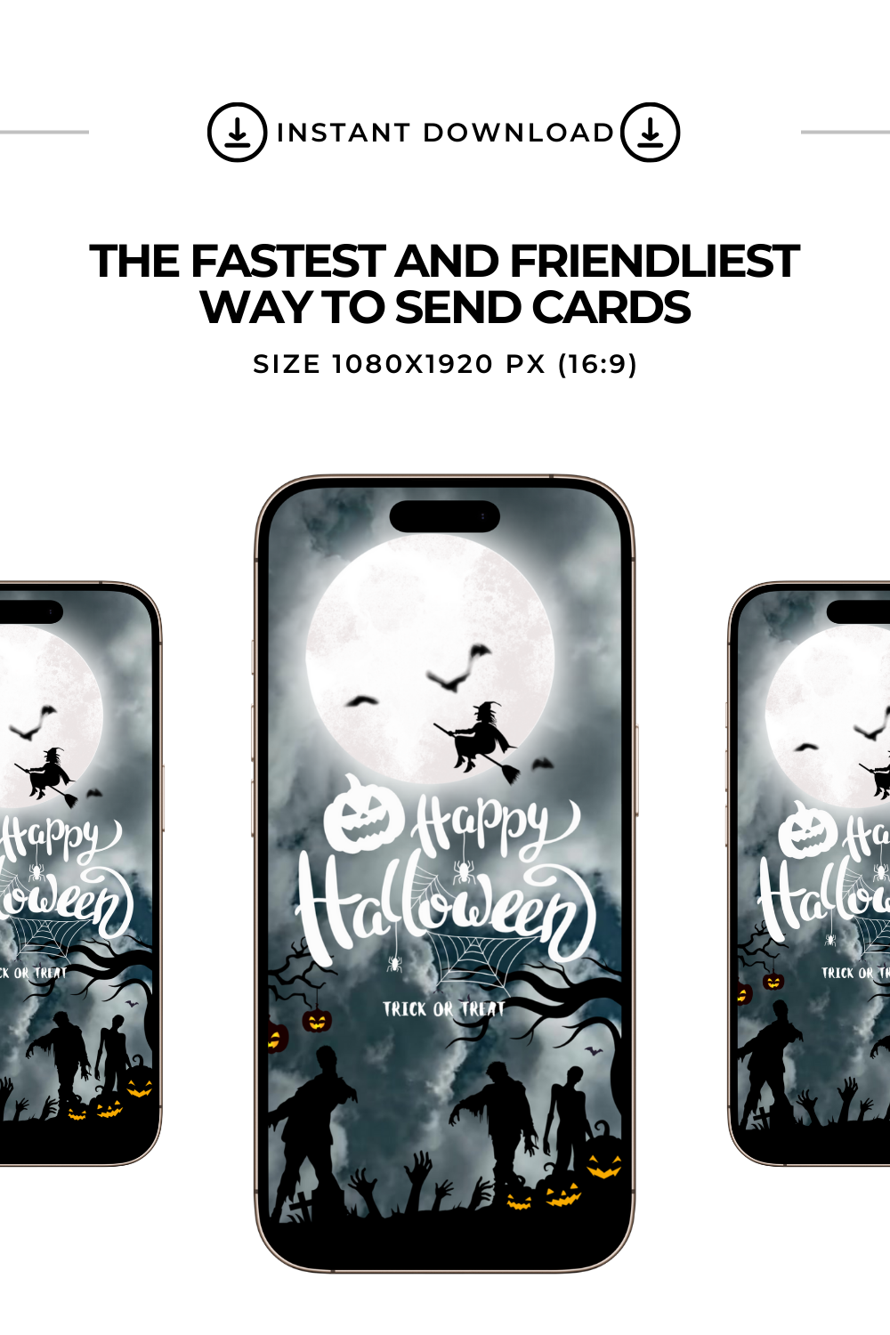 Happy Halloween Video E-Card With Audio, Digital Animated Greeting Card, Spooky Cute, Virtual Card, Instant Download (2 MP4 files)