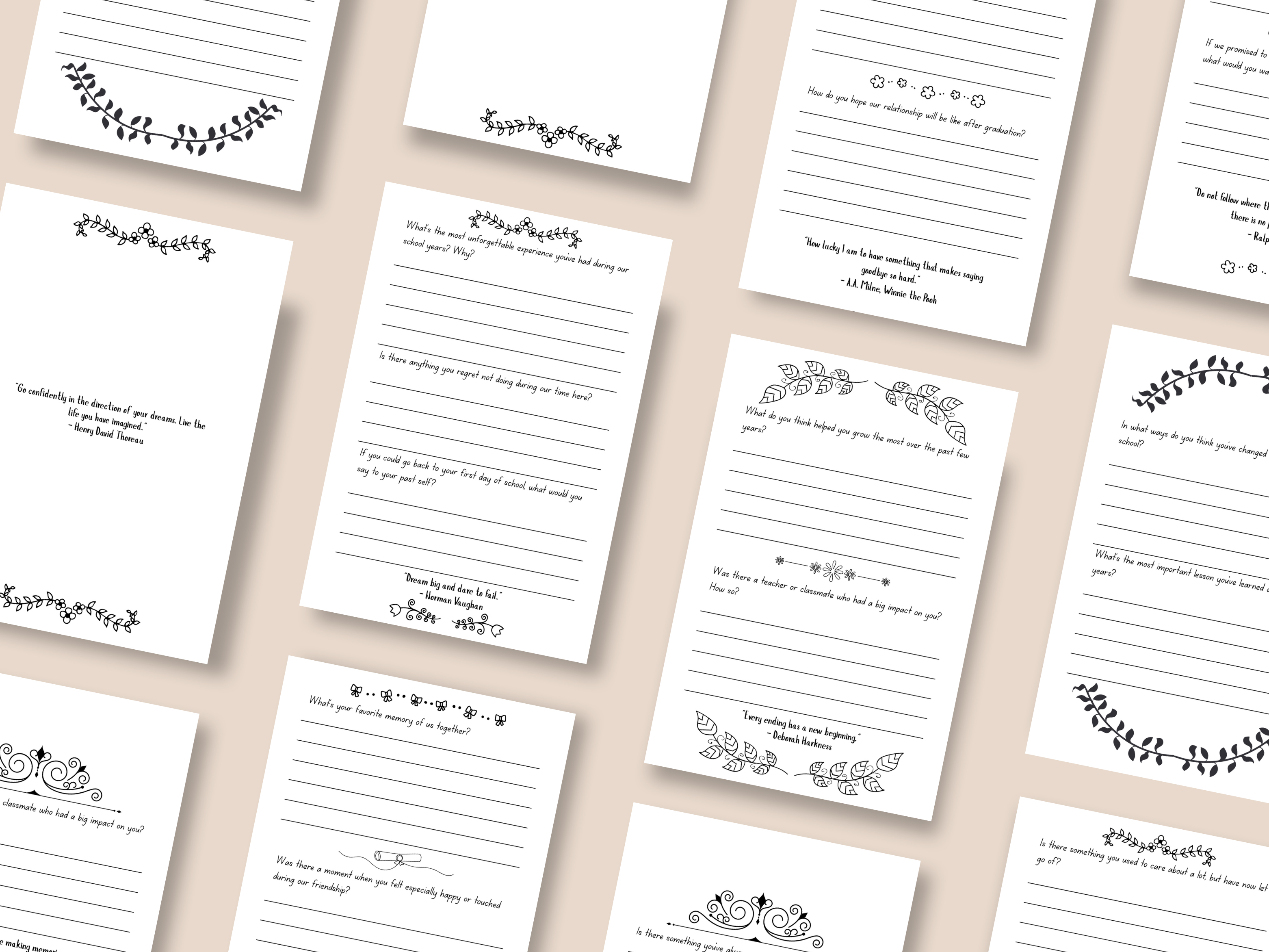 Just Right, Just Now: Graduation Memory Book for Best Friends – QA, Quotes & Keepsake Journal (Instant Download Printable Journal)