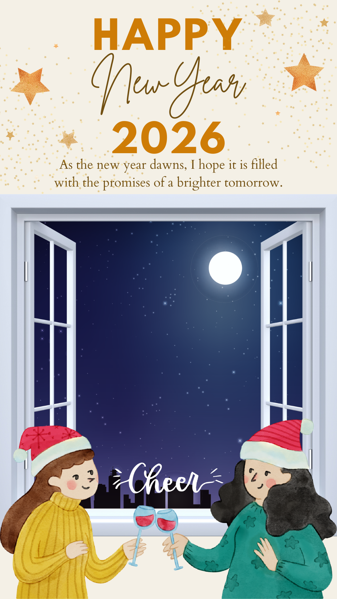 2026 Happy New Year Video E-Card, Animated Greeting Video Card With Audio, Celebrate with Friends and Fireworks (1 MP4 file)