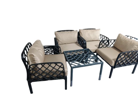 Salon de jardin en résine tressée – Ensemble complet avec coussins