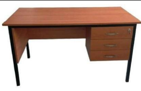 Bureau Luxe avec Caisson Fixe en Bois – 3 Tiroirs