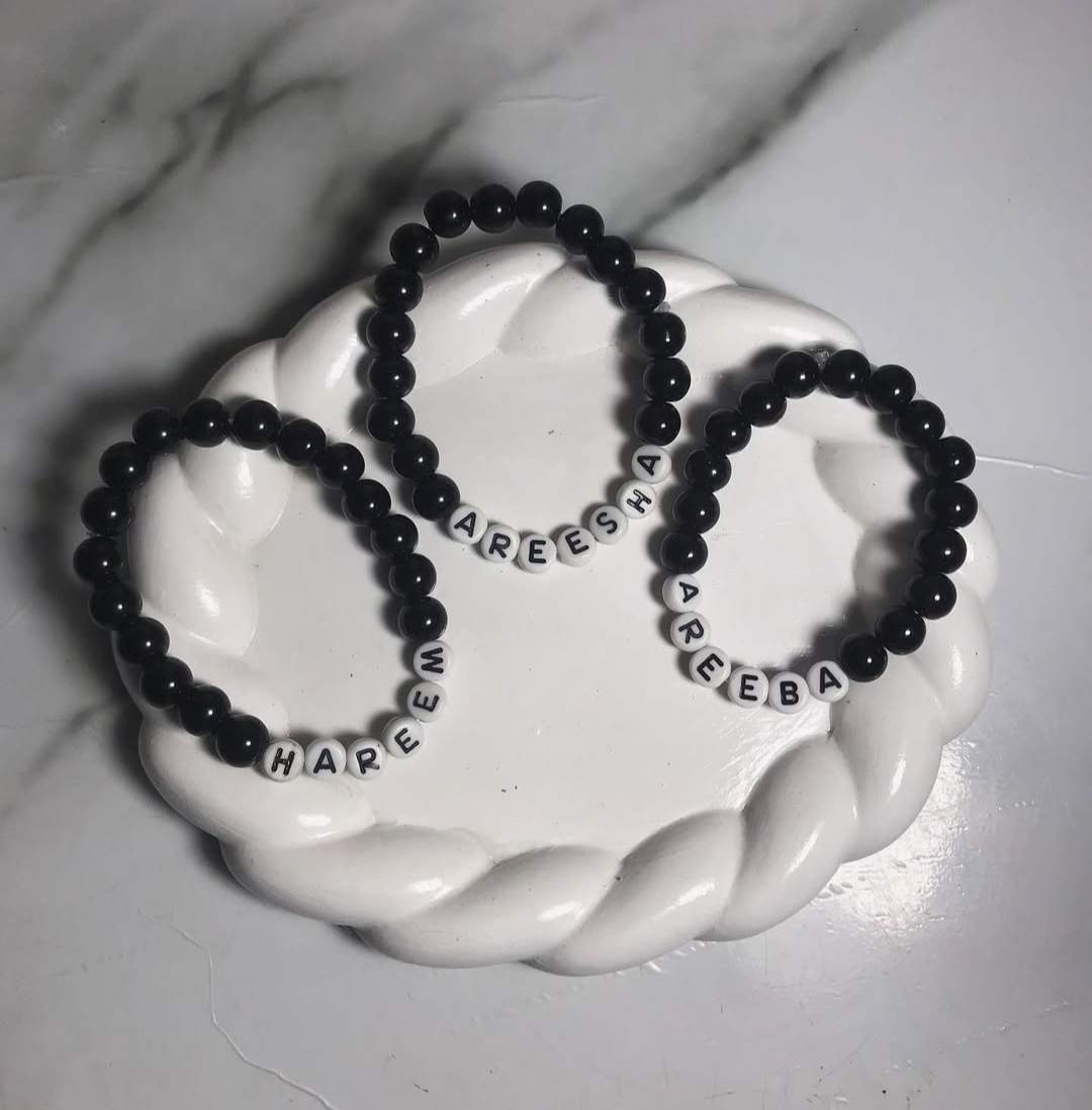 Custom Black glass Beaded Bracelets