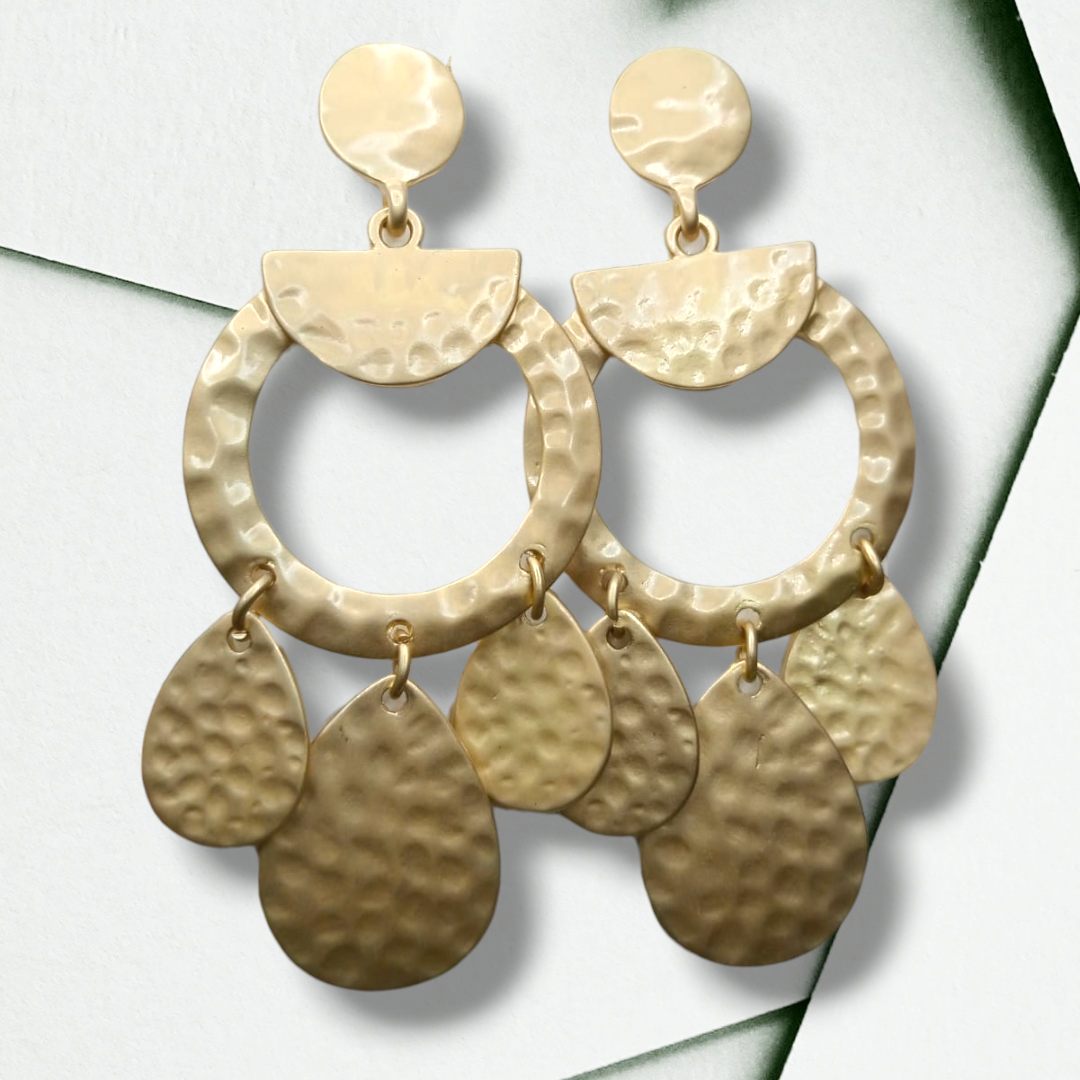 Hammered Gold Statement Earrings