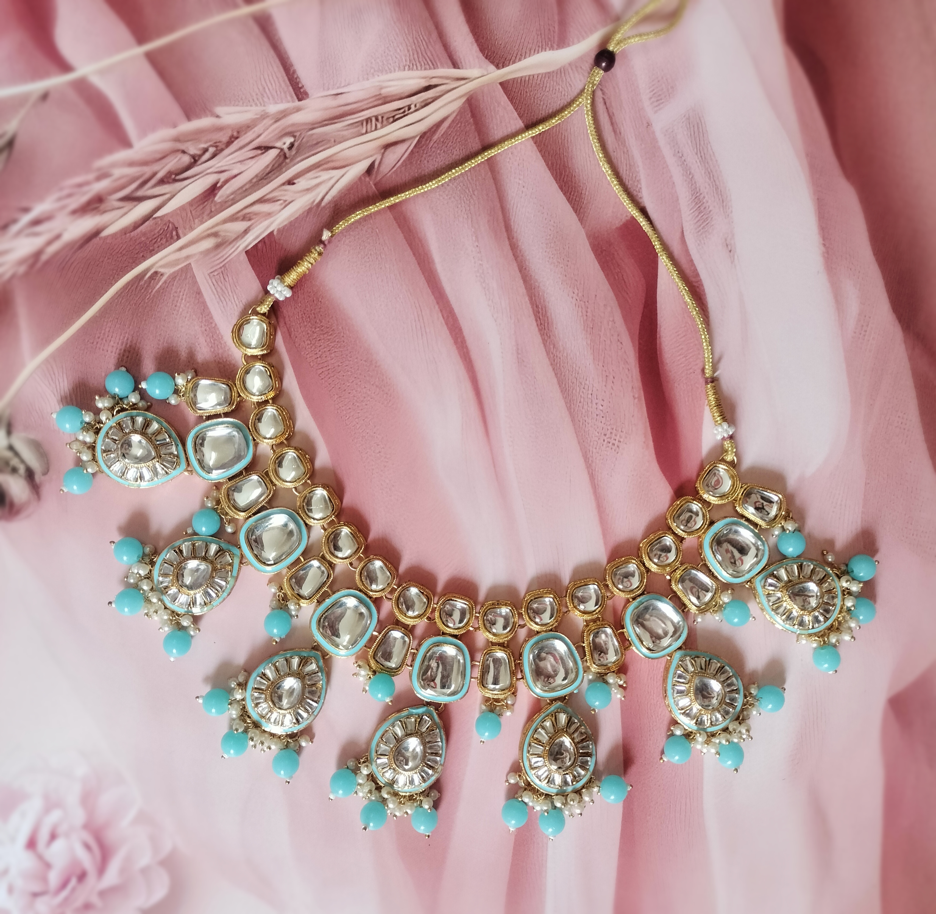 Elegant Indian Polki kundan Jewelry Set