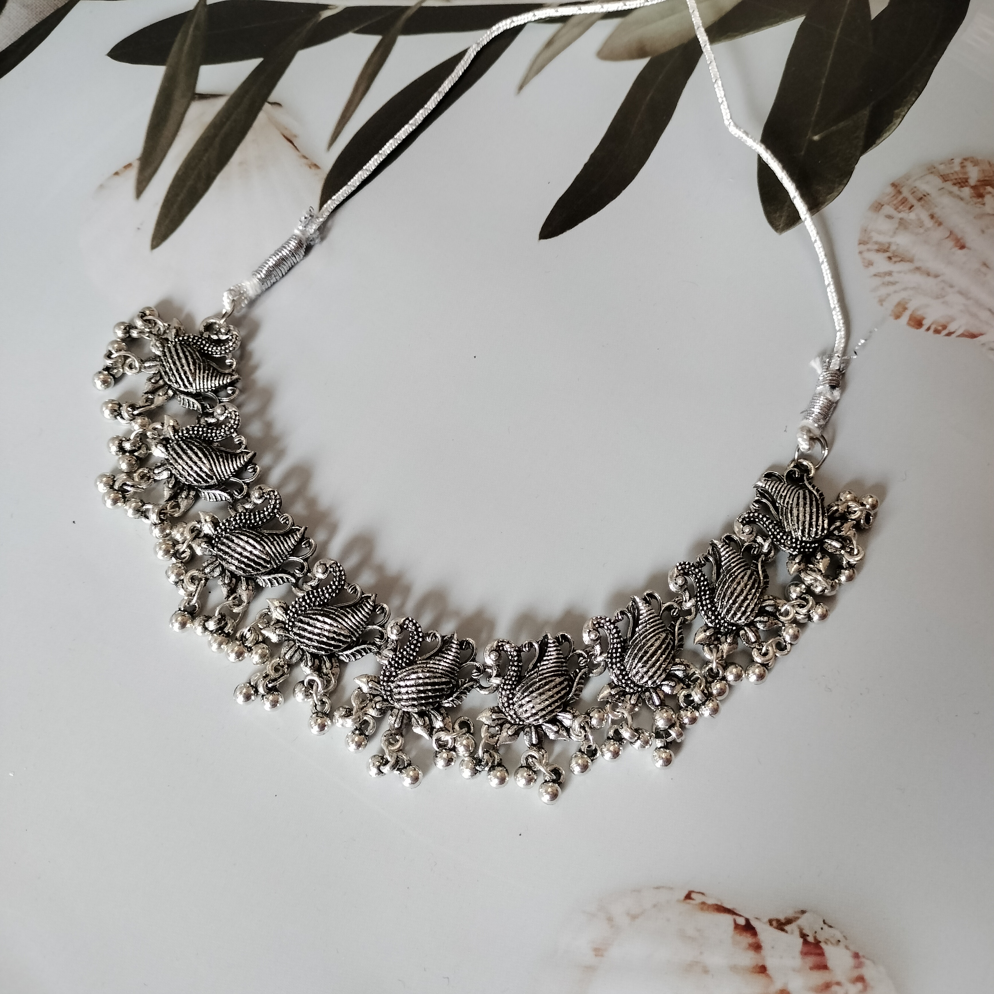 Elegant Silver oxidised Necklace Set