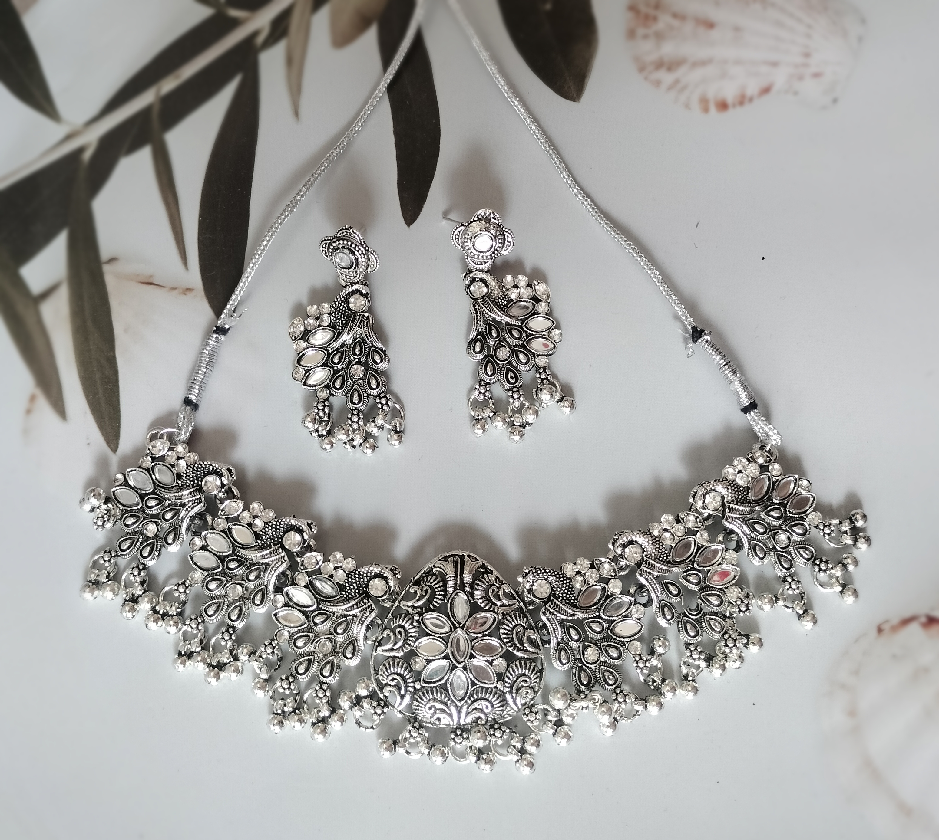 Silver oxidised Necklace Set