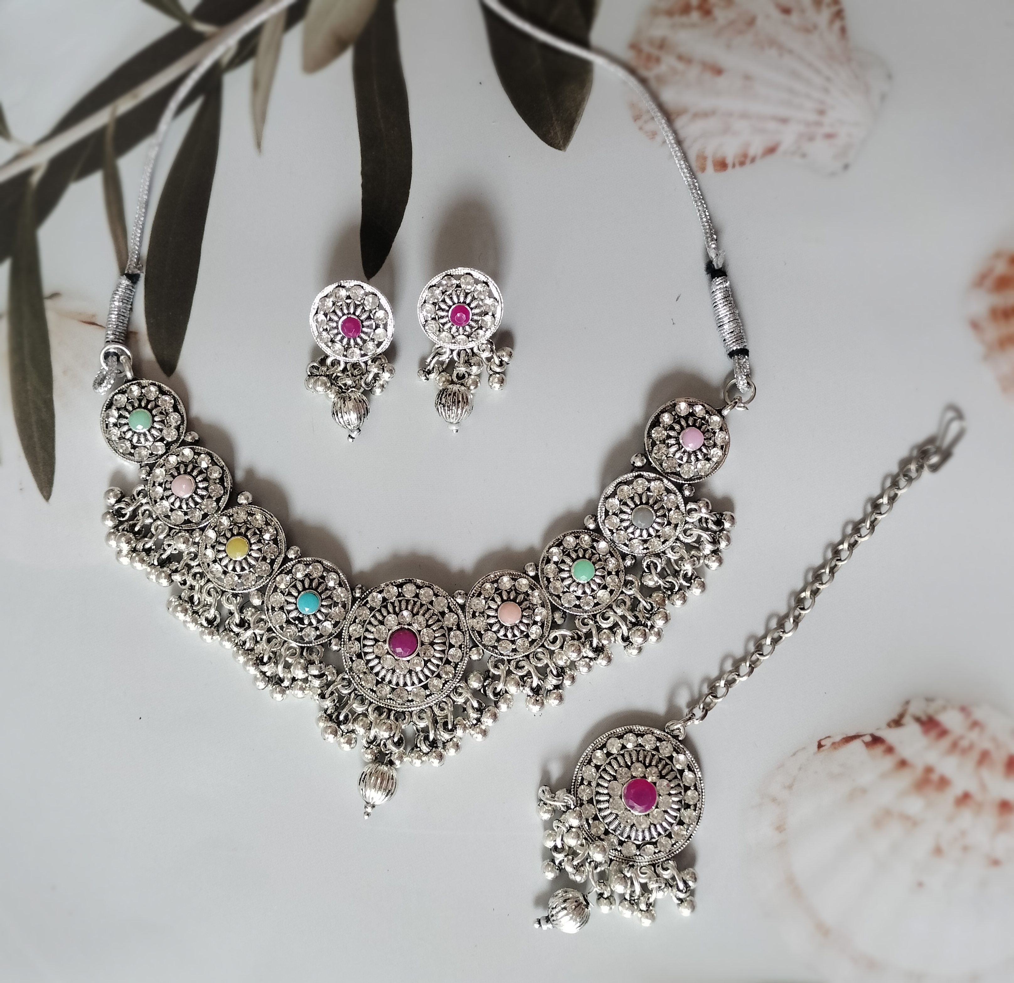 Elegant Silver oxidised Jewelry Set