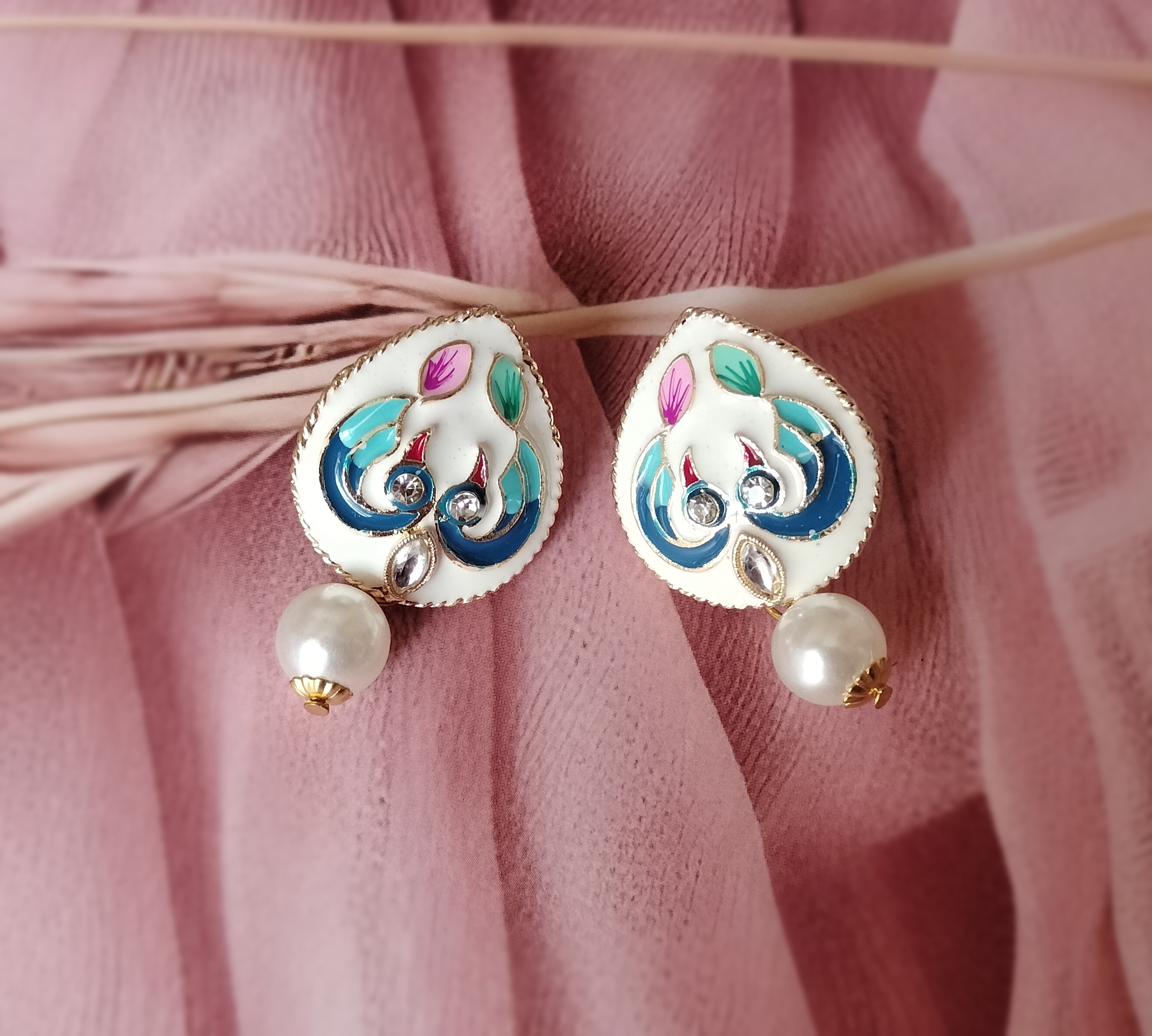 Meenakari Pearl Bead Necklace Set