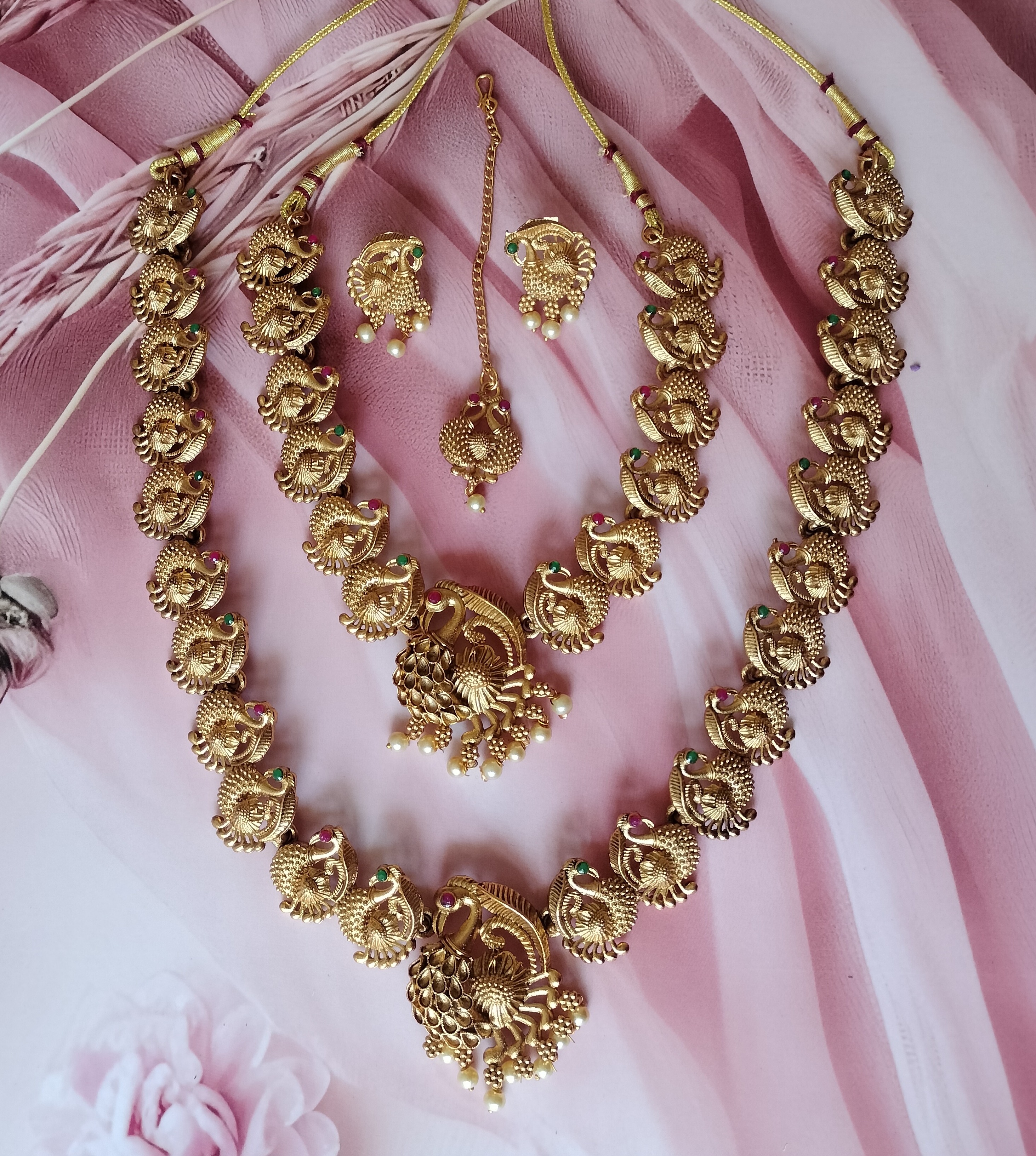 Traditional Gold Plated Temple Jewelry Set