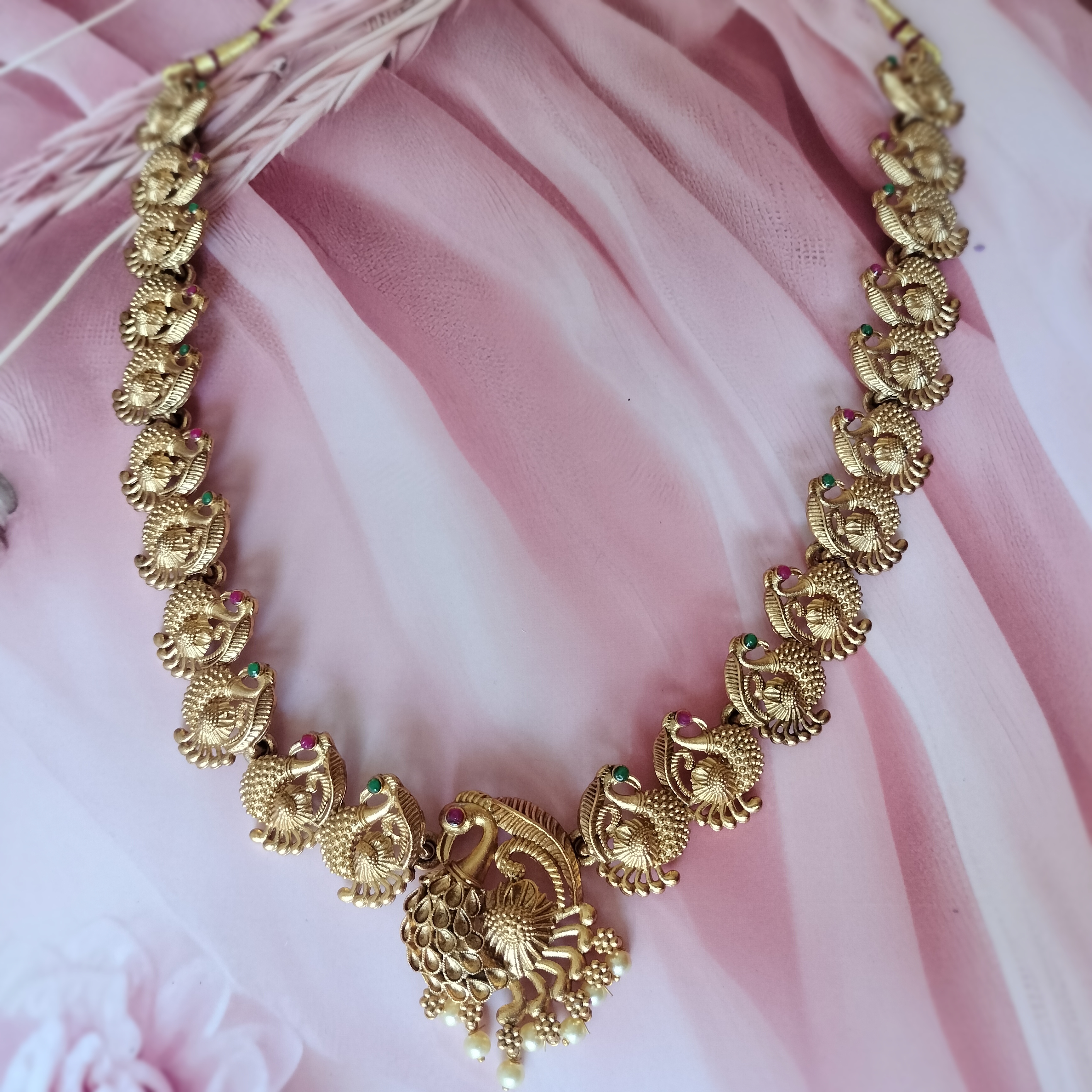 Traditional Gold Plated Temple Jewelry Set