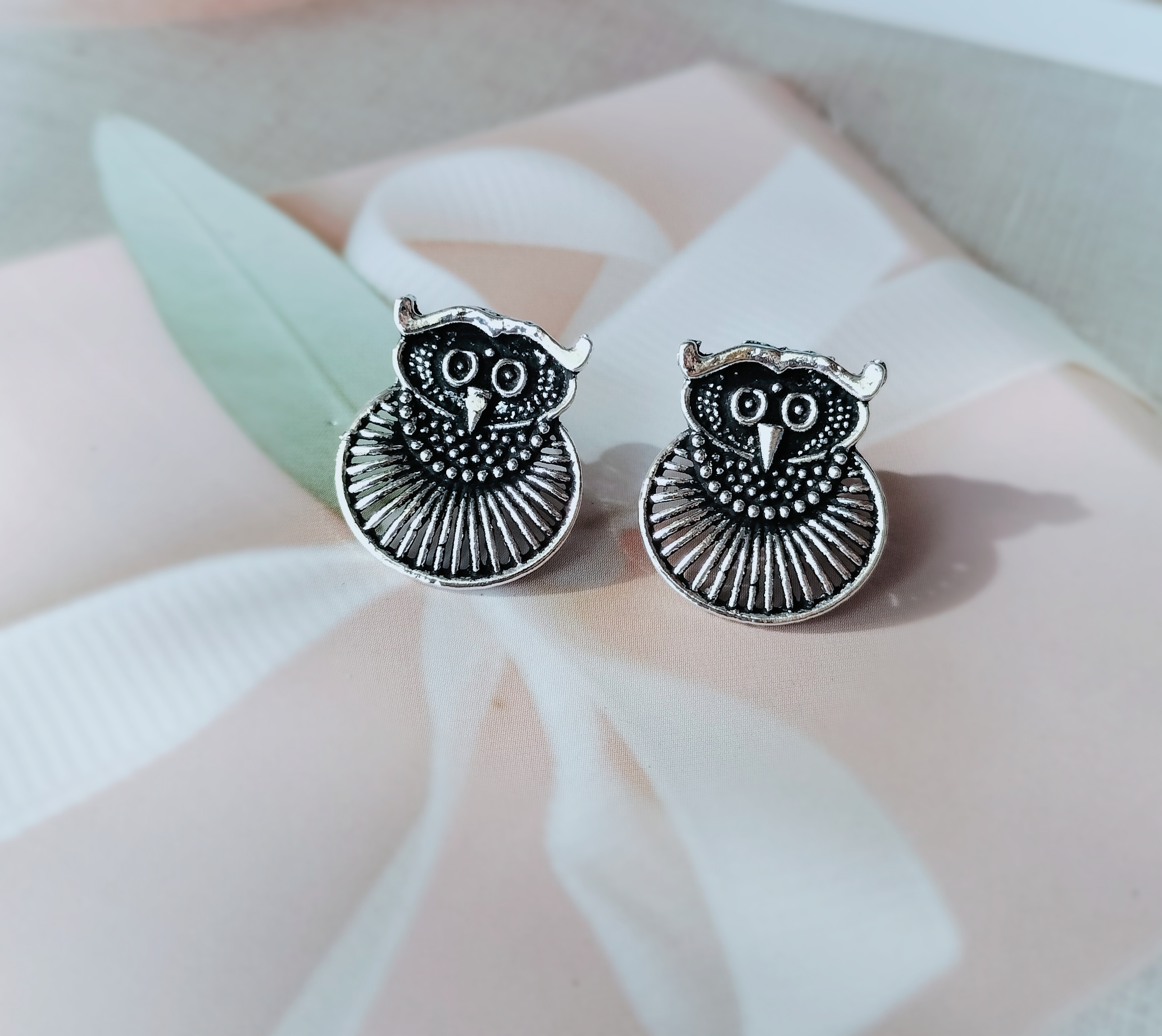 Owl Shaped oxidised Earrings