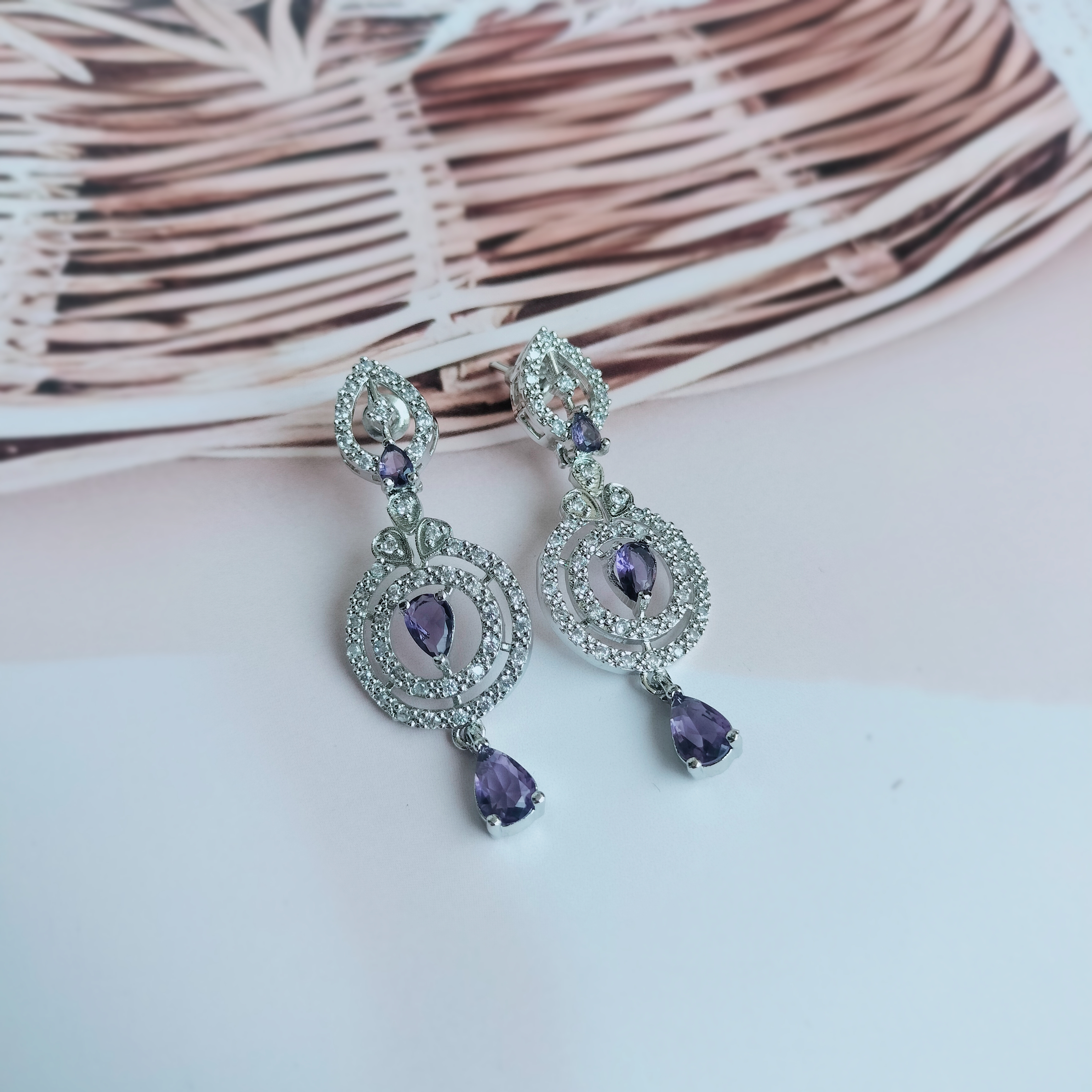 Silver and Amethyst AD Jewelry Set