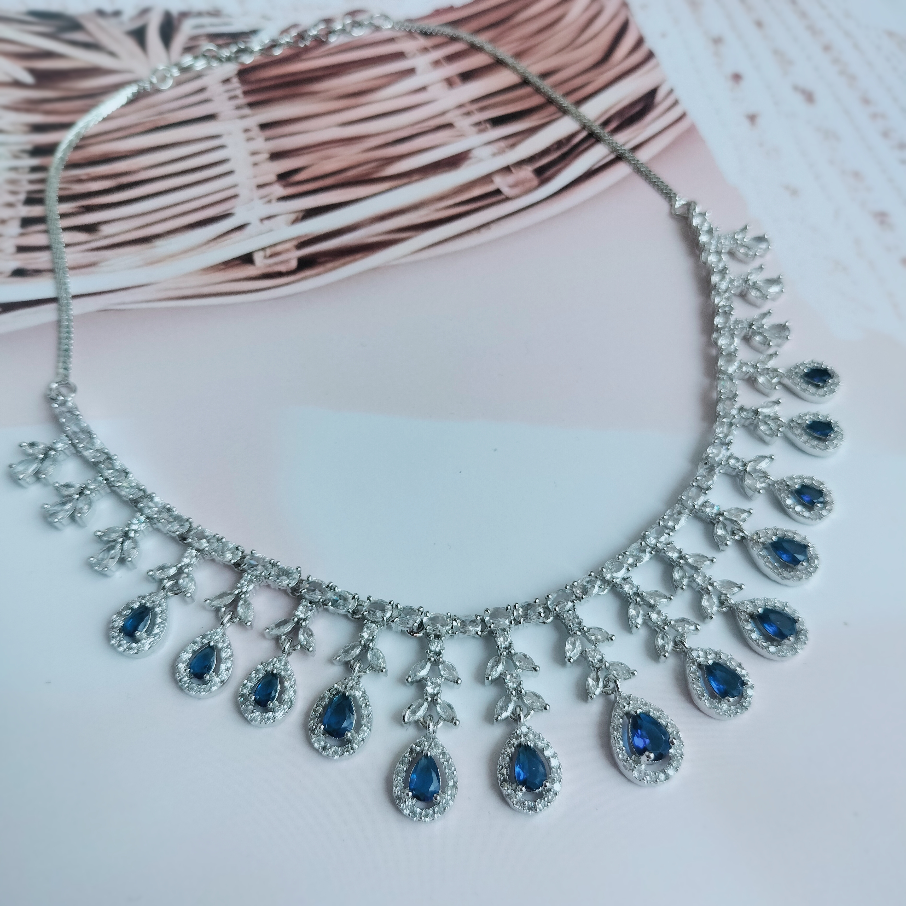Elegant Blue AD Stone Jewelry Set